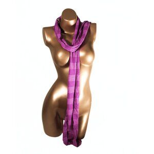 Vintage Late 90s 2000s Violet Purple Striped Fashion Scarf Organic Cotton Blend